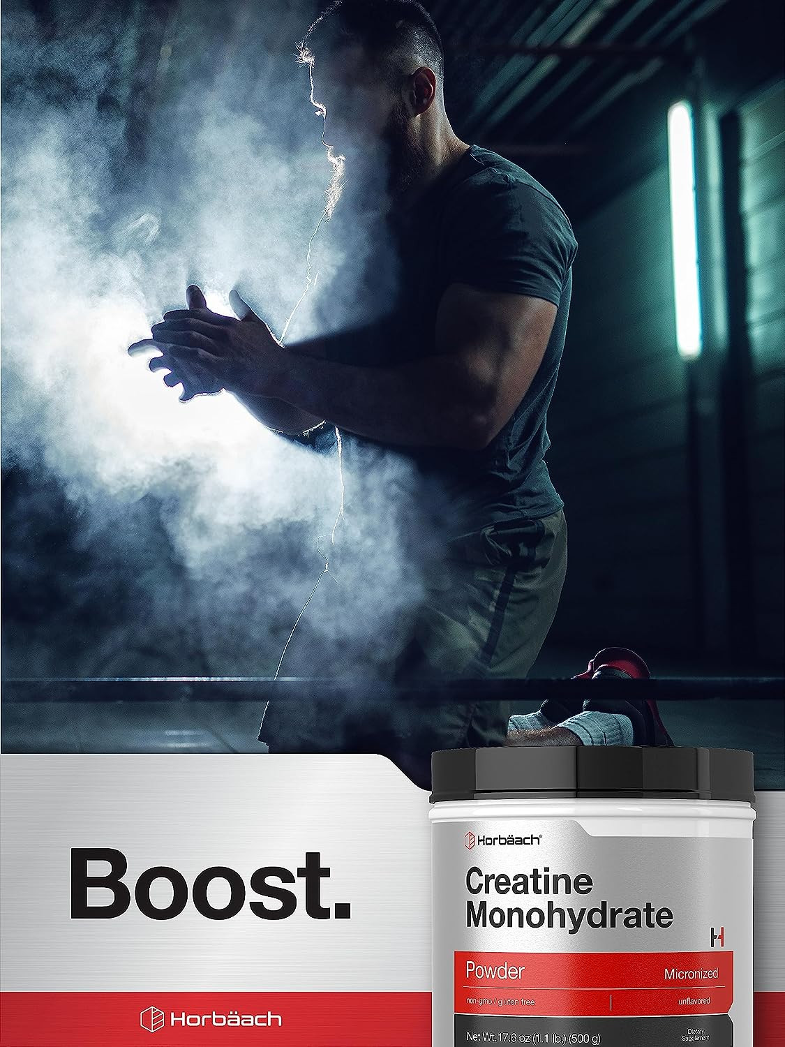 Creatine Monohydrate Powder 17.6 oz Non-GMO & Gluten Free Supplement by Horbaach