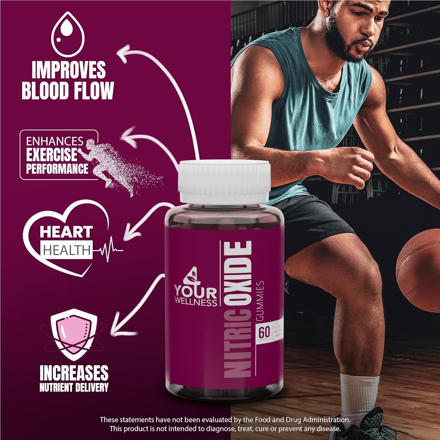 4 Your Wellness, Nitric Oxide, 60 Vegan Gummies