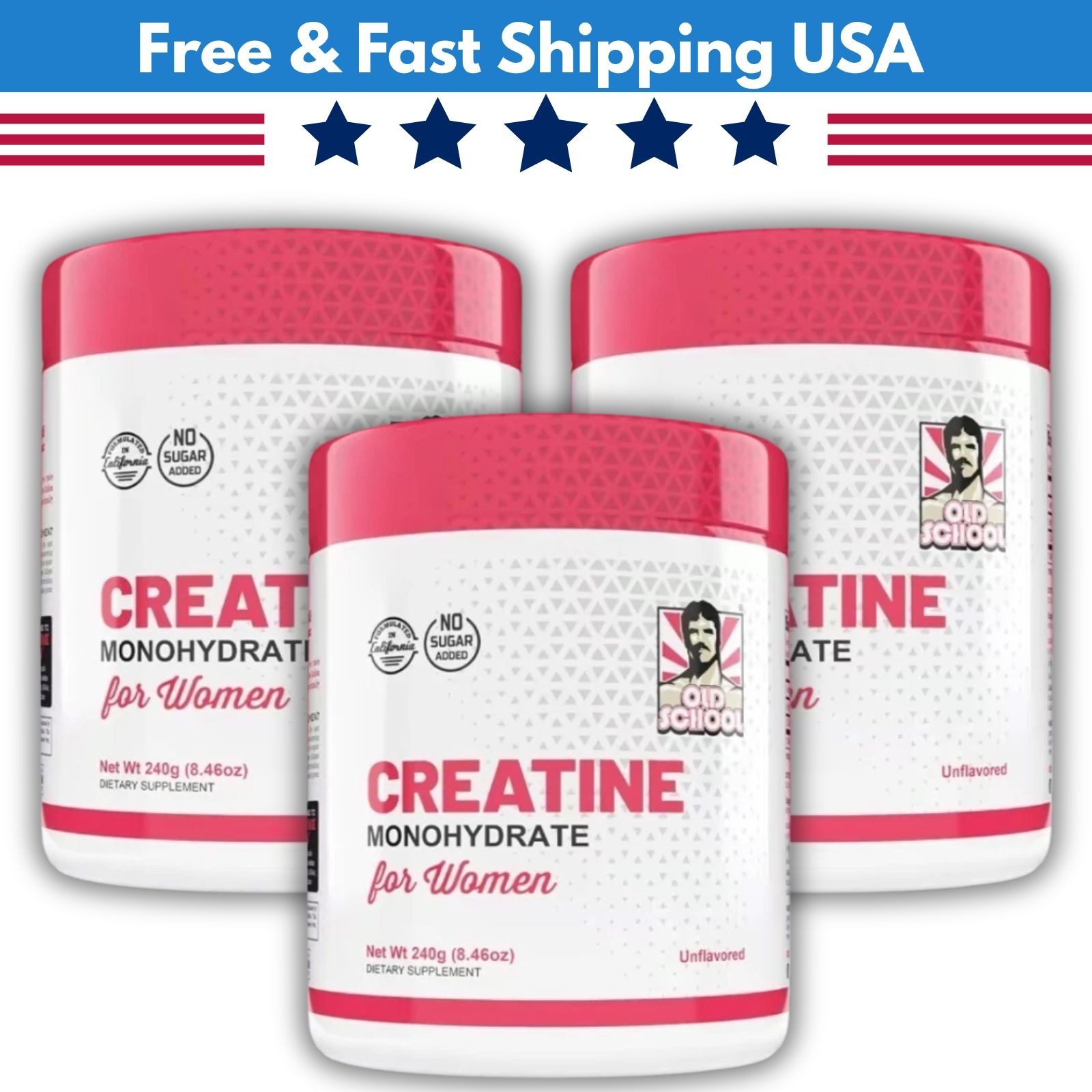 Creatine 5000mg Monohydrate for Women 2g Collagen & 1g BCAA – 240g (2 Packs)