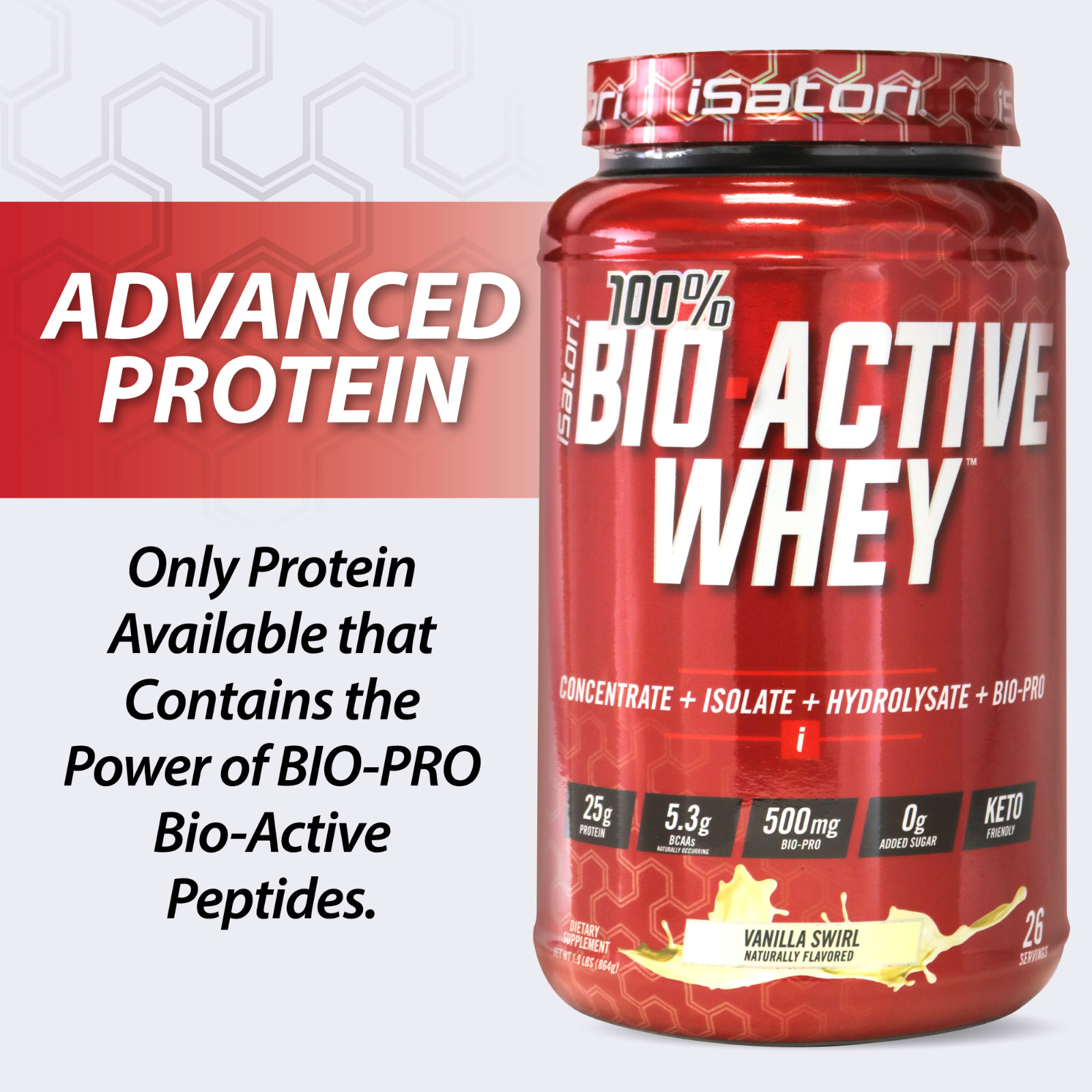 100% BIO-ACTIVE WHEY For Strength, Muscle & Recovery – Vanilla / 26 Servings