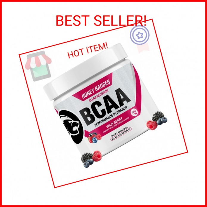 Honey Badger BCAA + EAA Amino Acids Powder, BCAAs + L-Glutamine, Keto, Vegan, Su
