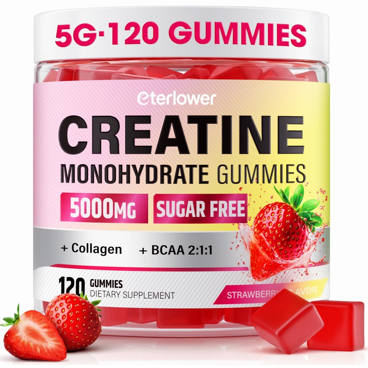 Creatine Gummies, Creatine Monohydrate Gummies for Men & Women with Collagen,…