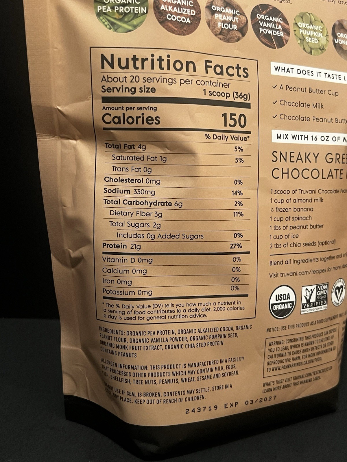 (Value Size) Truvani Protein Powder – Chocolate Peanut Butter 1.61LB