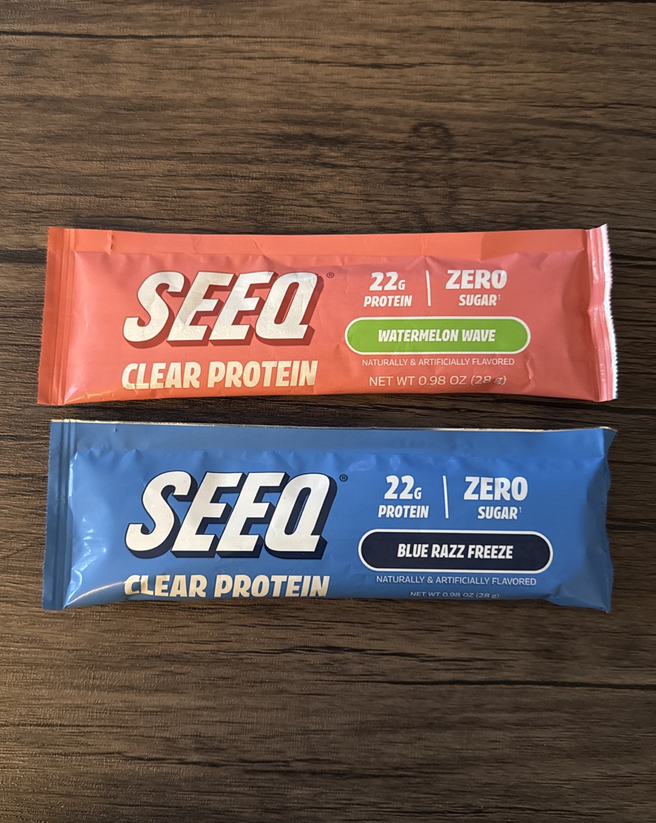 SEEQ Clear Protein Singles One Blue Razz Freeze & One Watermelon Wave