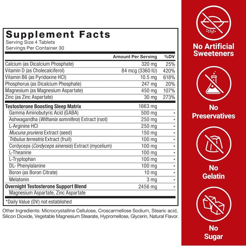 Test X180 PM Testosterone Booster Men Sleep Support Muscle Recovery 120 Tablets