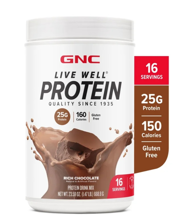 GNC Whey Protein Powder, Rich Chocolate, 16 Servings