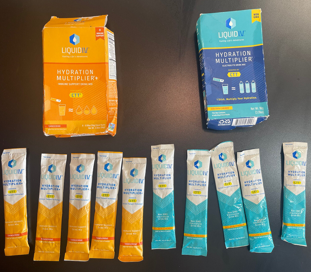 Liquid I.V. 2 Dif Kinds – Immune Support Tangerine – Electrolyte Golden Cherry