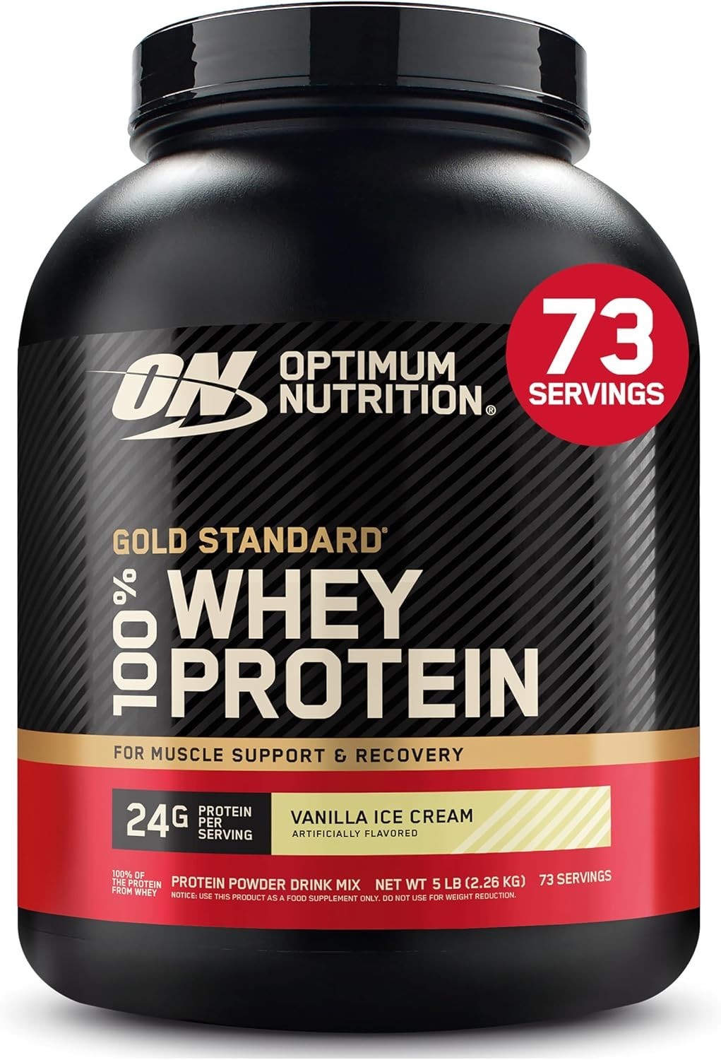 100% Whey Protein Powder – Vanilla Ice Cream, 5 lb for Stronger Muscles