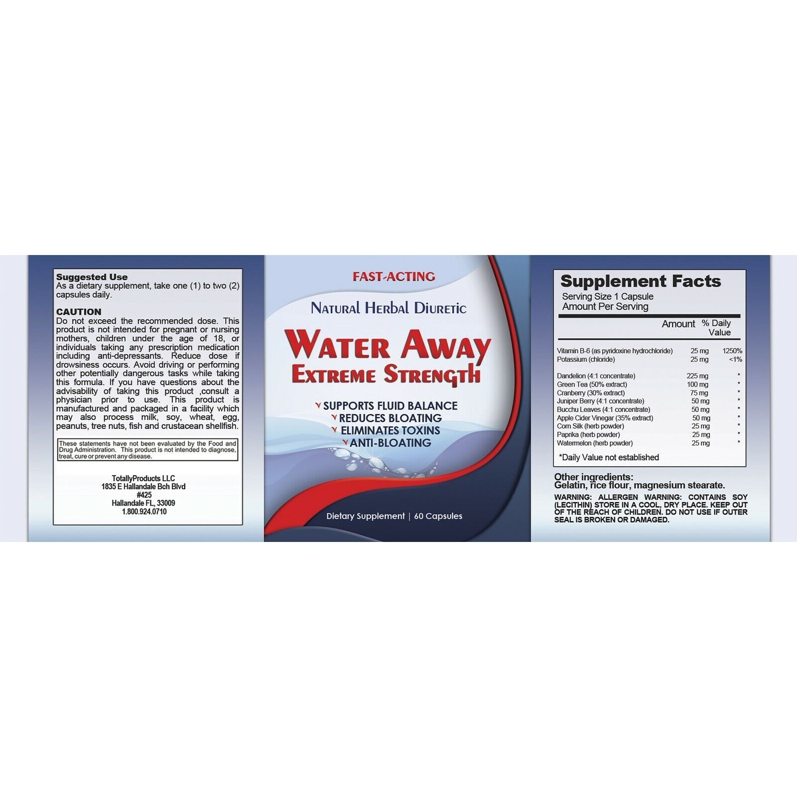 Water Away Fluid Balance Weight Management Supplement and Female Lubricant Gel