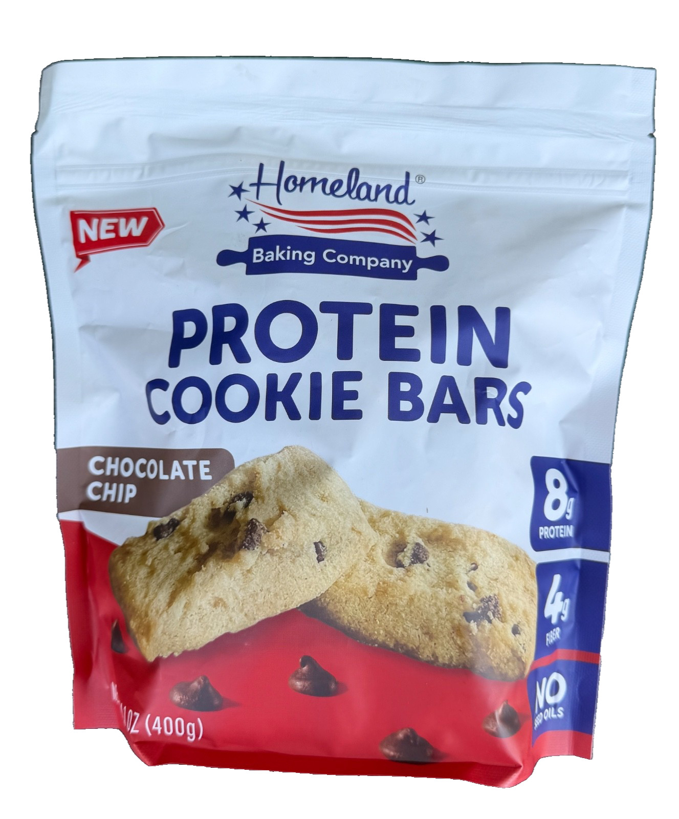 2-PACK Homeland Protein Cookie Bars Chocolate Chip 14.1 oz each bag