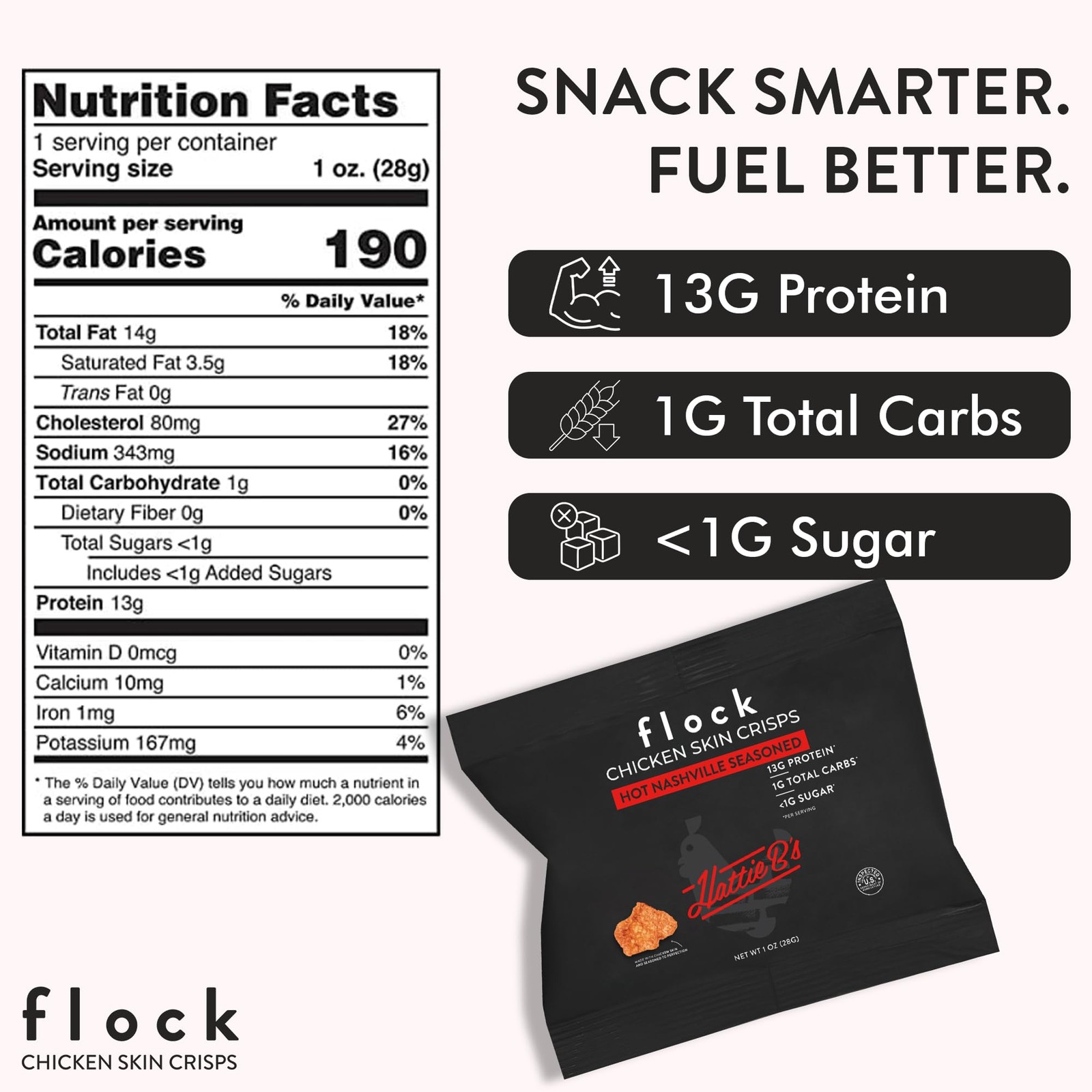 (Pack of 24) Flock Chips Chicken Hattie BS Protein Natural Grocery 1 Oz