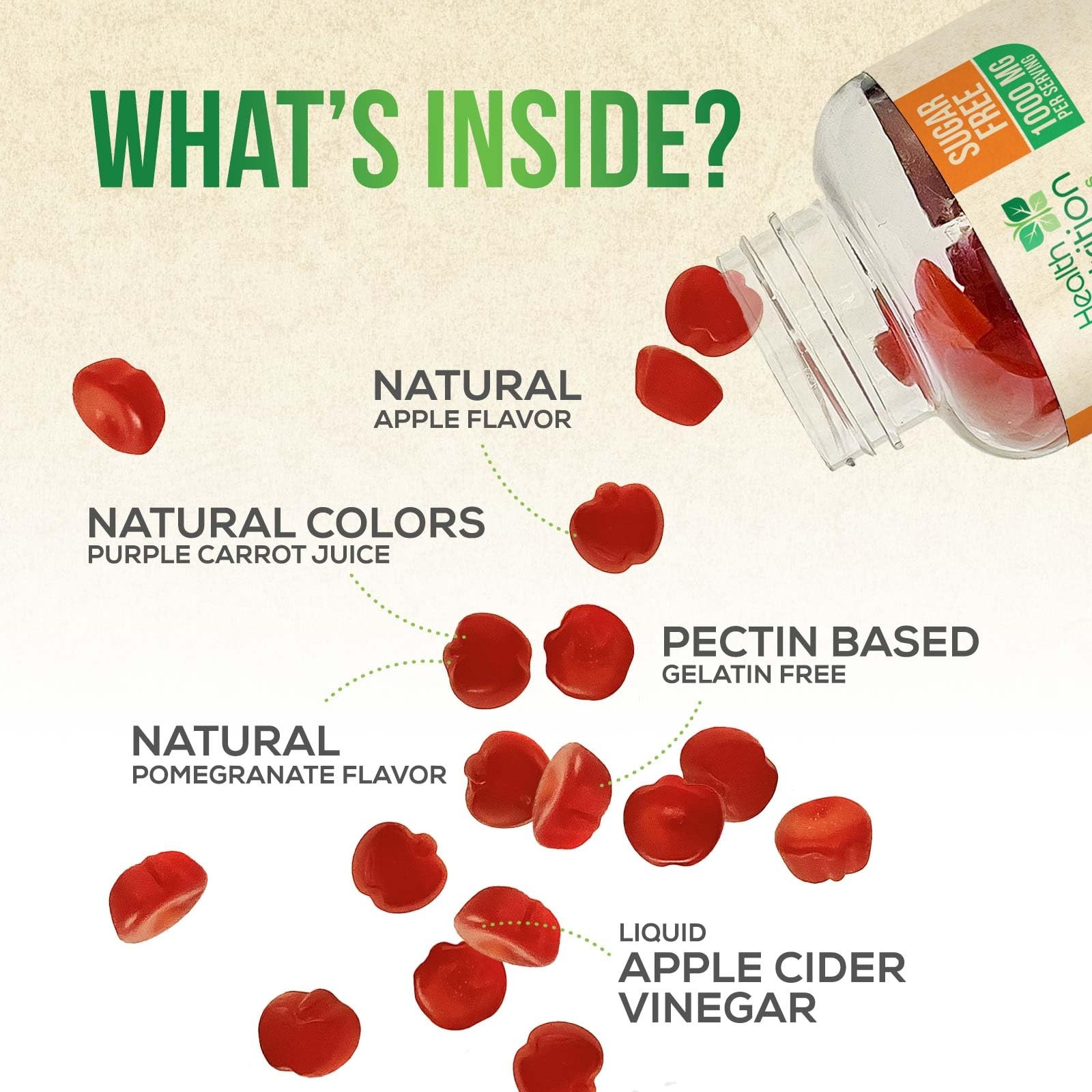 Apple Cider Vinegar Gummies Zero Sugar – Max Strength 60 Count (Pack of 1)