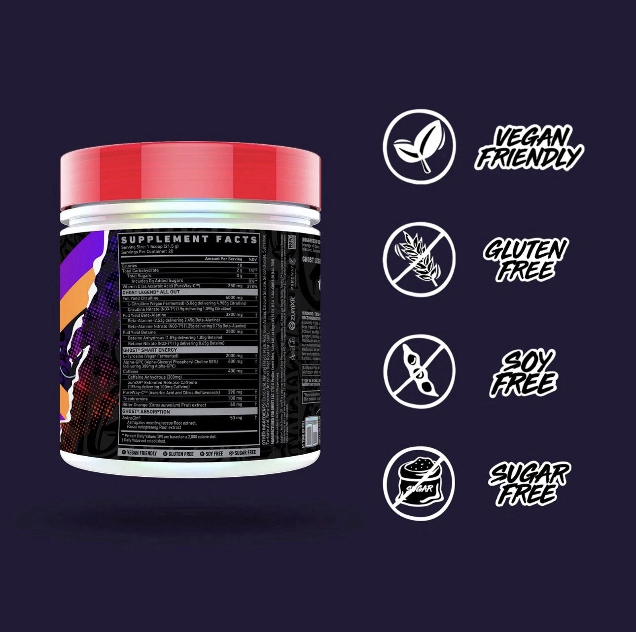 Ghost Legend All Out V2 Pre-Workout Powder Orange Cream – 20 Serv Exp 09/2026