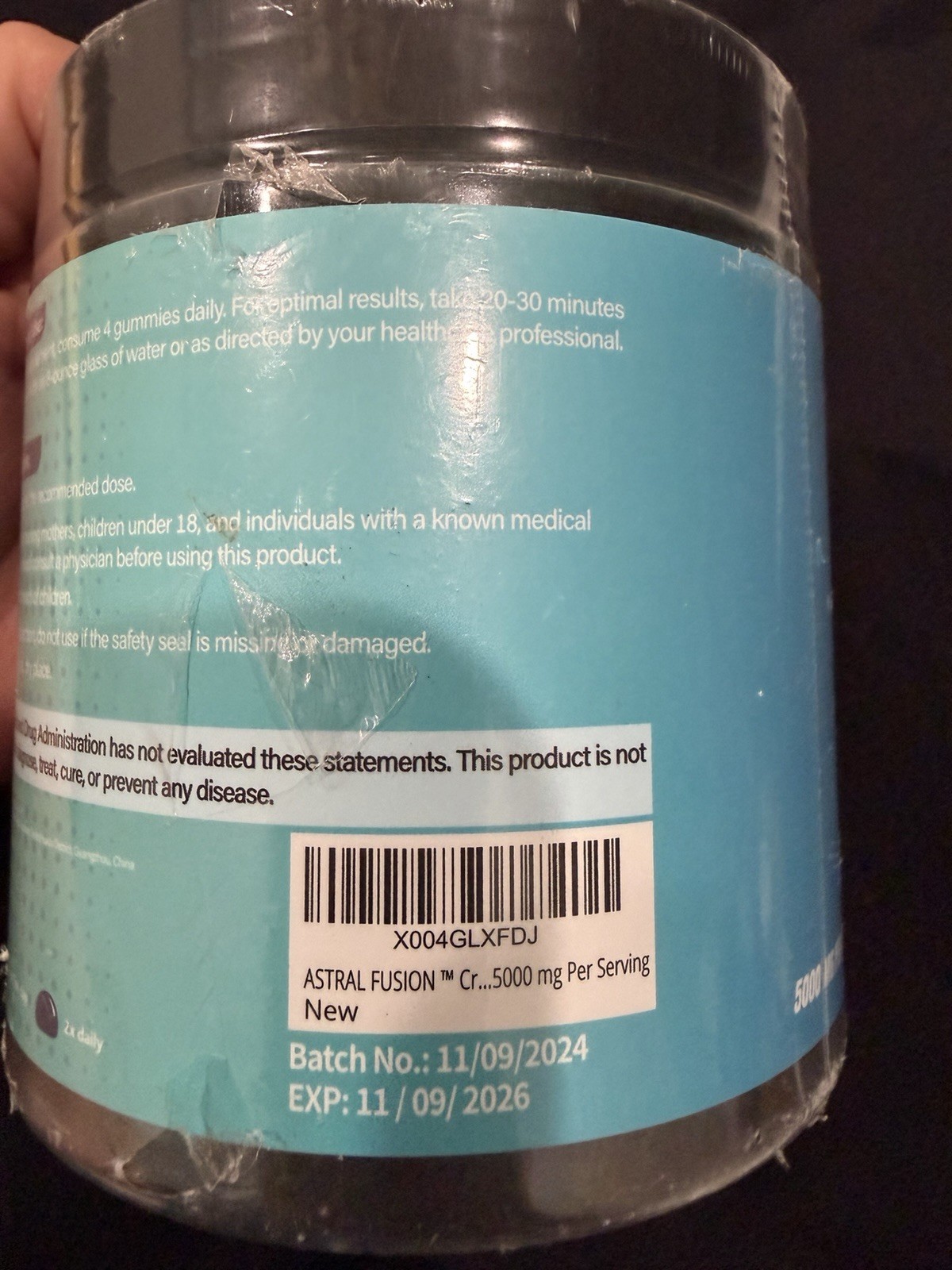 Astral Fusion Creatine Monohydrate Gummies Halal Blueberry 120ct 5000mg