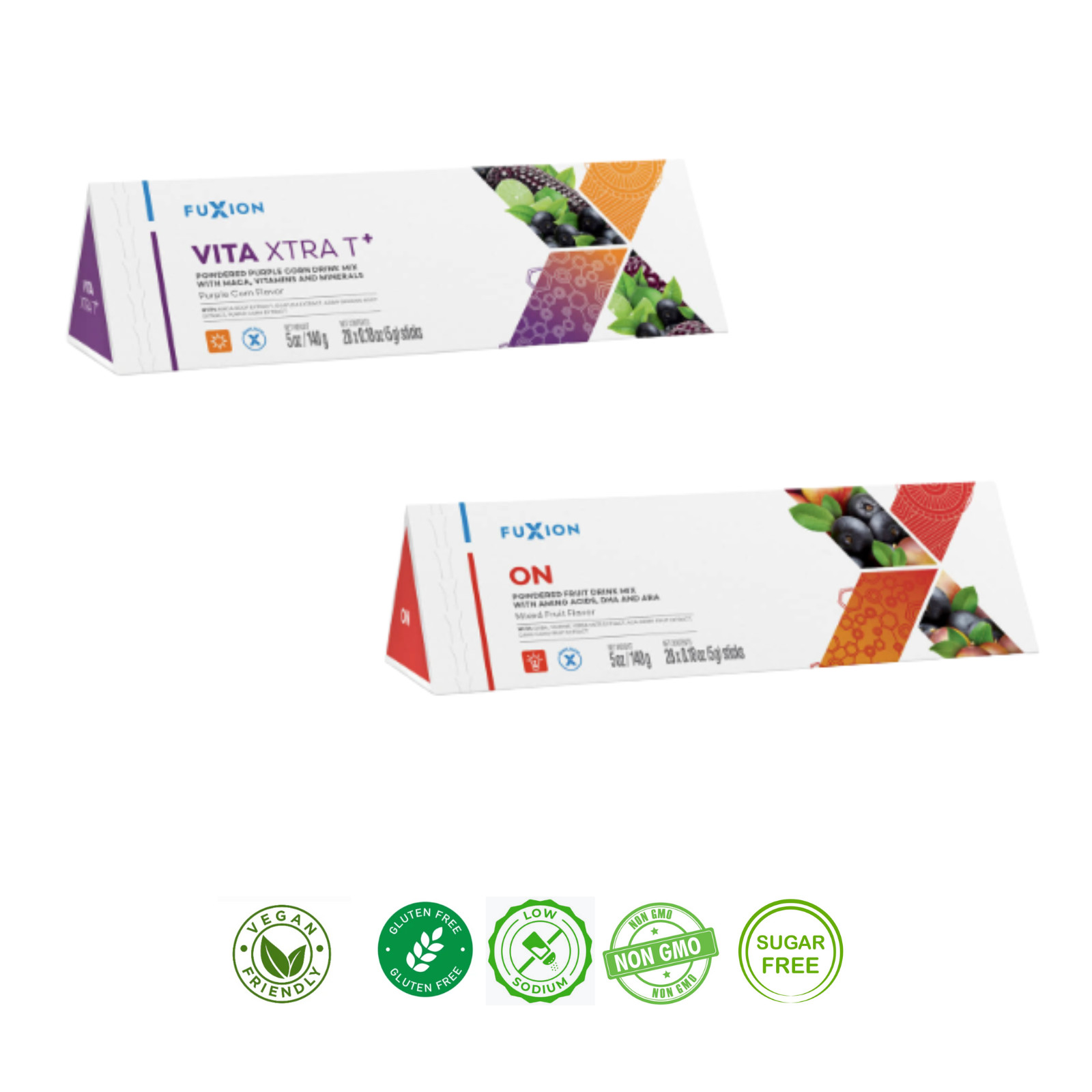 FuXion Vita Xtra + ON Bundle of Two Popular Drink Mixes 28 Stick Packs Each
