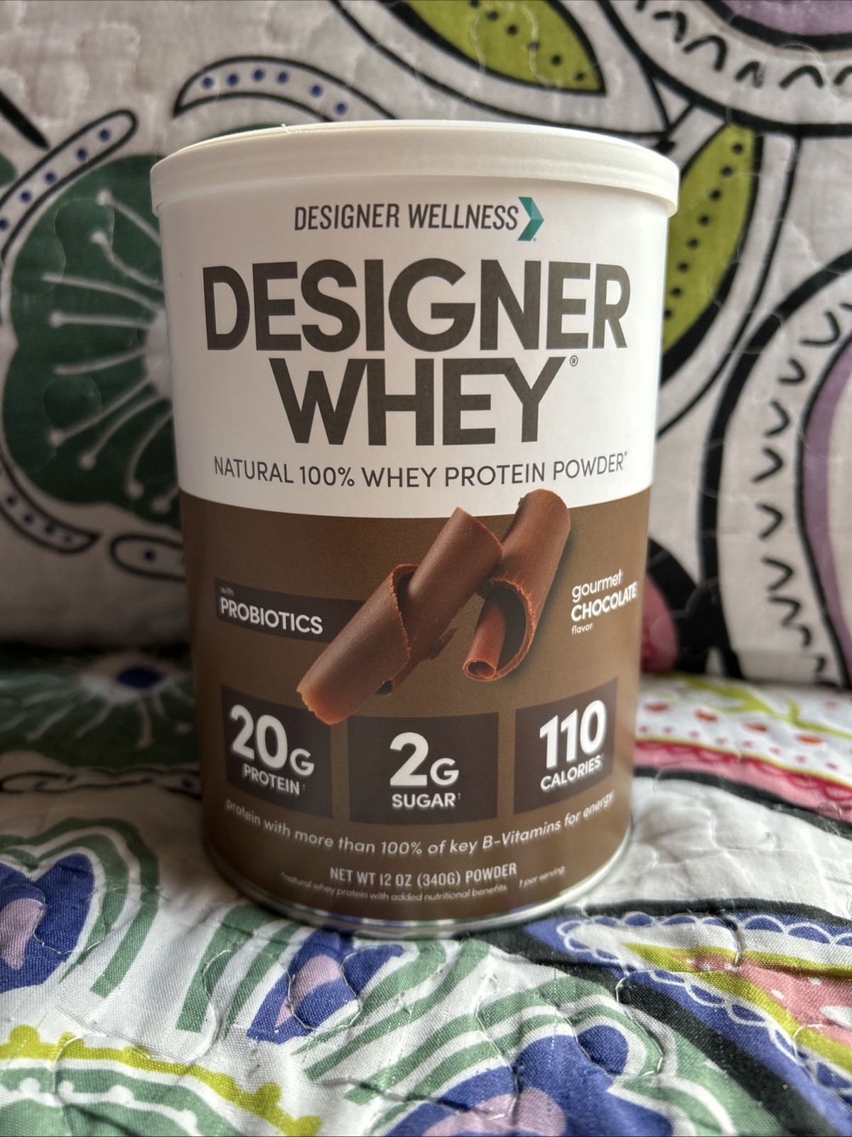 Designer Whey 20 g Natural Protein Powder w Probiotics Gourmet Chocolate 12 oz