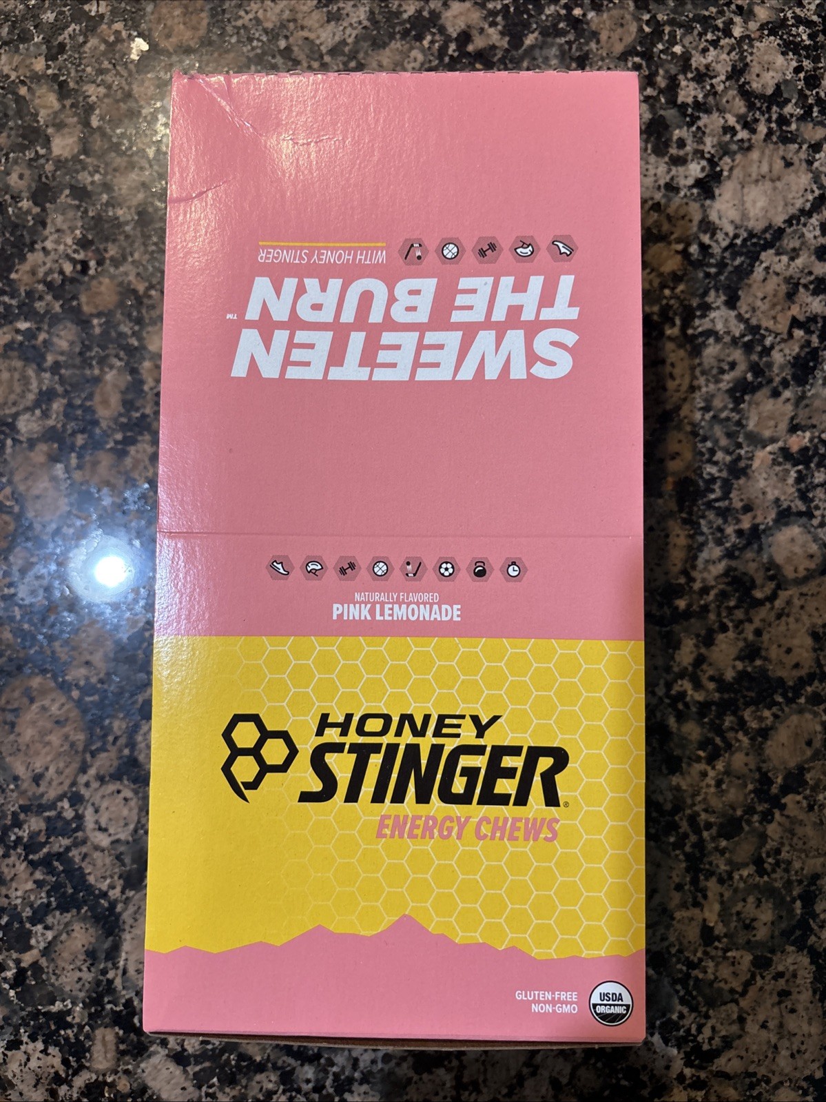 Honey Stinger Organic Pink Lemonade Energy Chew 12 Pack Gluten Free Exp 08/2026