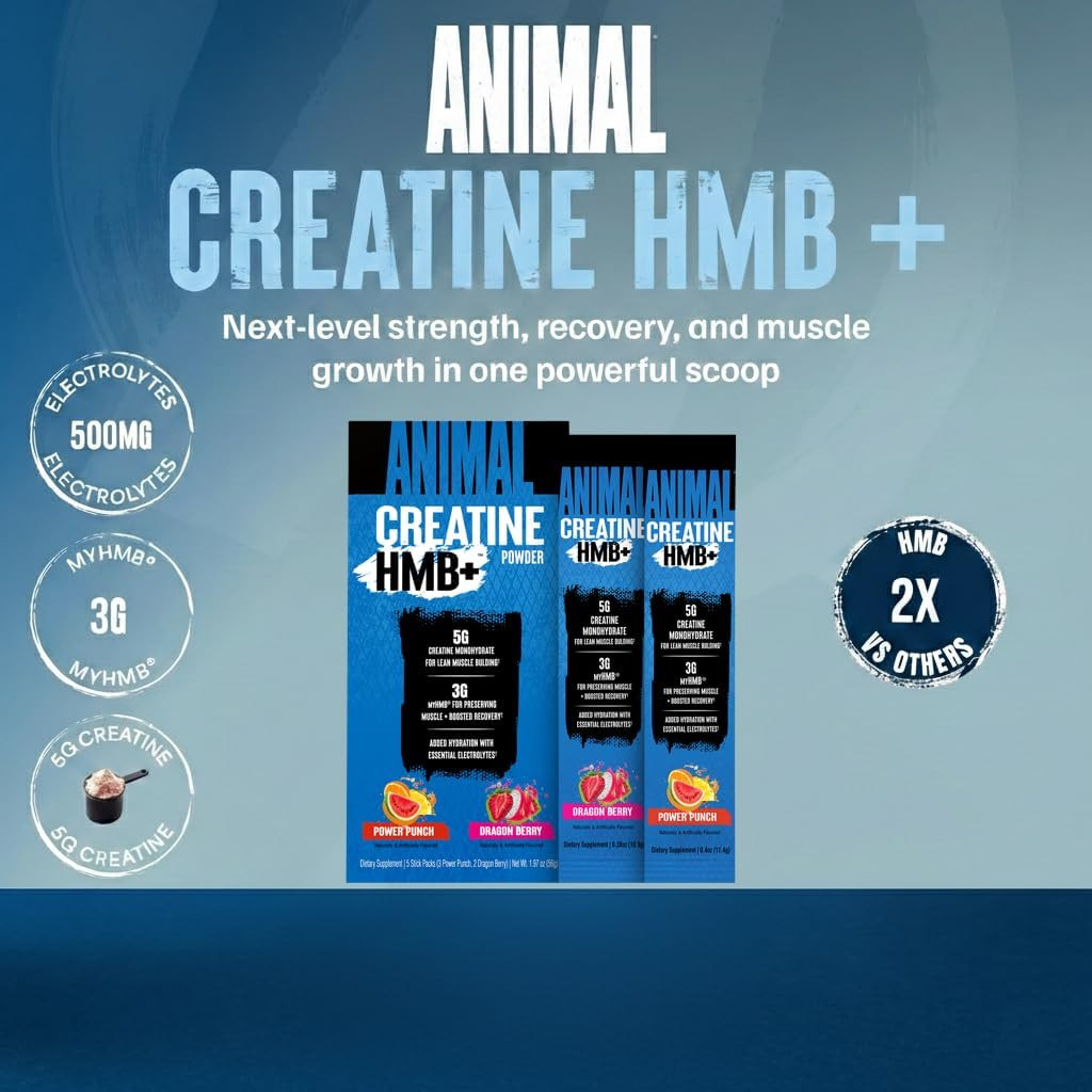 Creatine HMB Powder – 3G Myhmb + 5G Creatine with Electrolytes for Recovery & Da