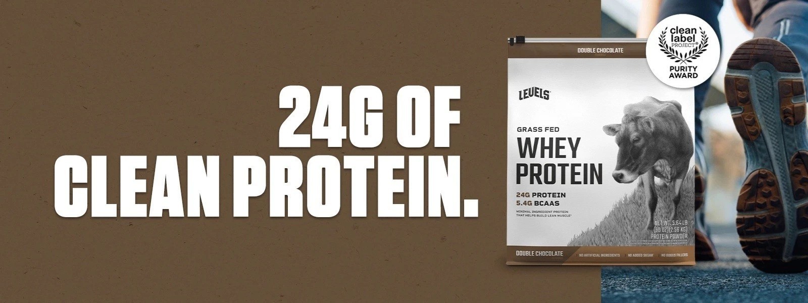 Levels Whey Protein Double Chocolate Grass Fed Whey Protein 5.64 LB, 80 Servings