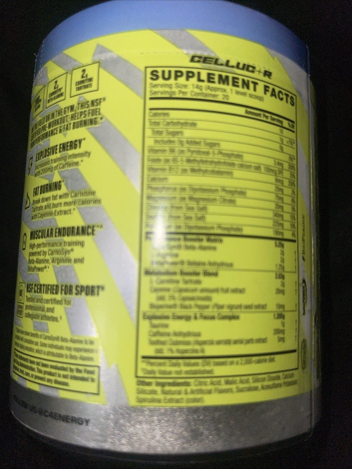 C4 Sport Ripped Pre-Workout Artic Snow Cone 9.9 oz 20 Servings 09/2026 Sealed