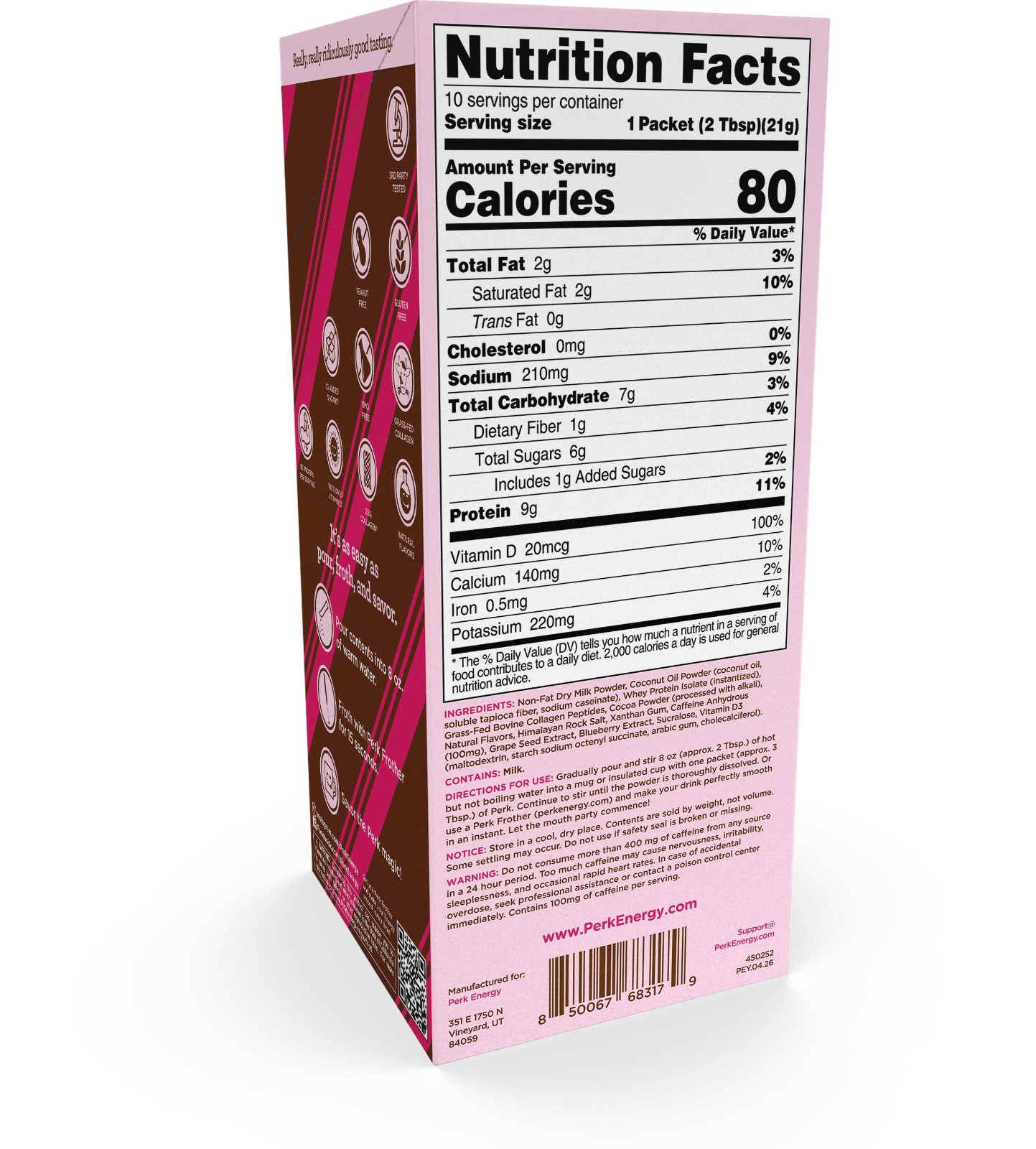 Perk Energy Drink Mix (Mint Chocolate Truffle) 10 Stick Packs