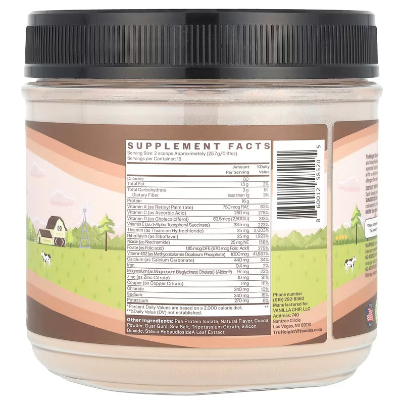 Growth Protein Shake (Chocolate-pea Protein, vegan) Natural Growth & Development