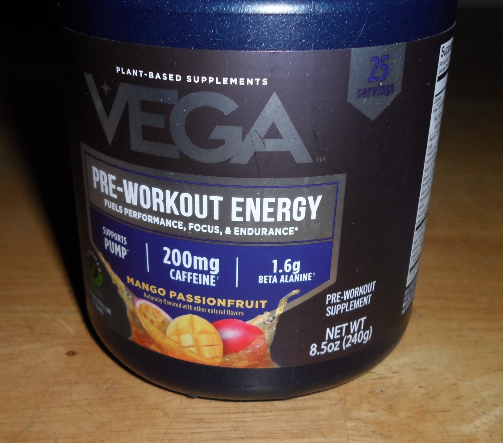 Vega Mango Passionfruit Pre-Workout Energy Supplement 8.4 Oz. Powder 01/2027 NEW