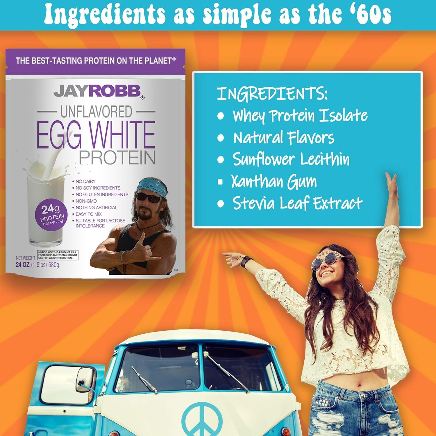 JAYROBB Unflavored Egg White Protein 24 Oz, 1.5 Pound Bag
