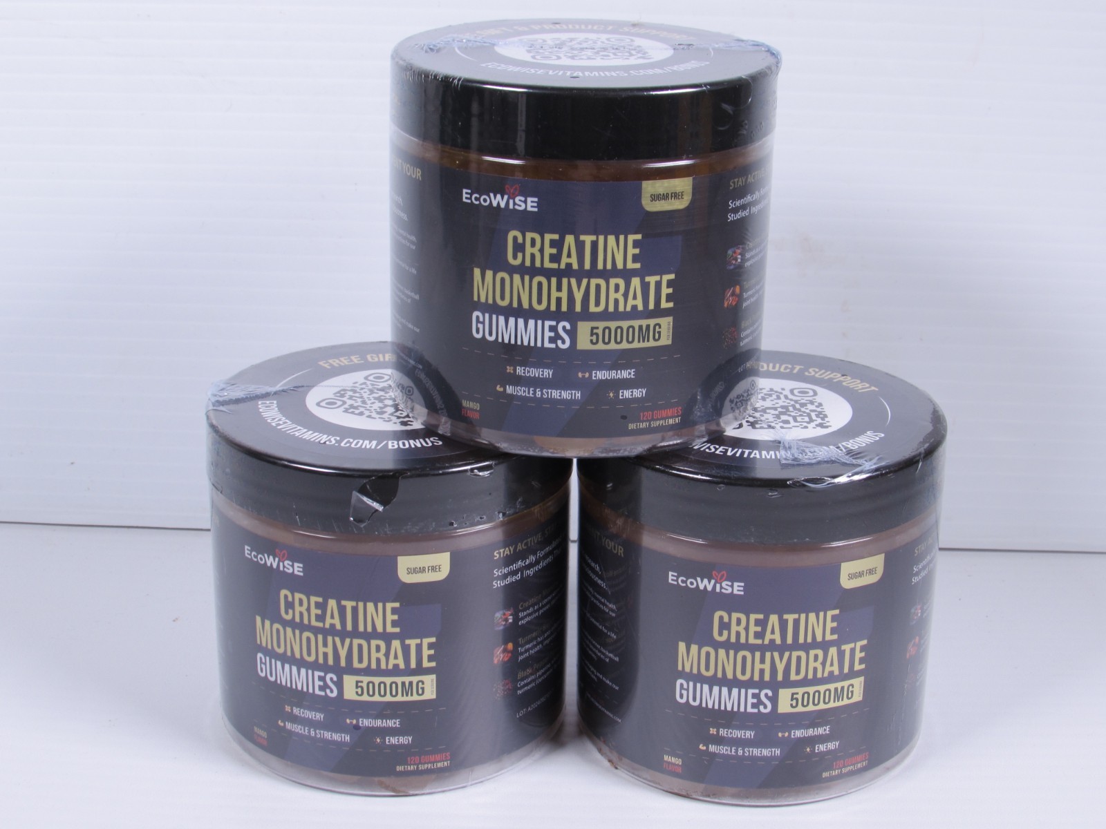 3x EcoWise Wellness Creatine Monohydrate Mango 360 TOTAL Gummies Exp 5/26