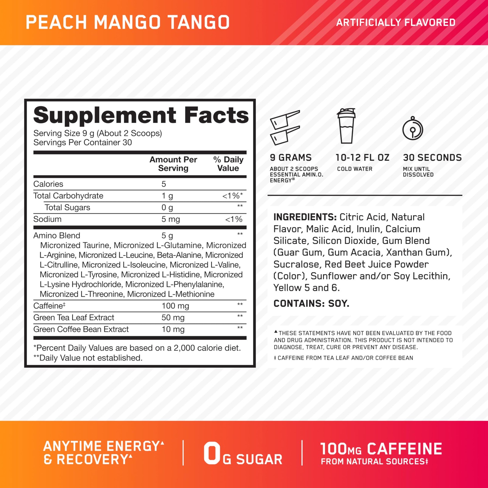 Optimum Nutrition New Flavor Amino Energy Pre Workout with Green Tea, BCAA, …