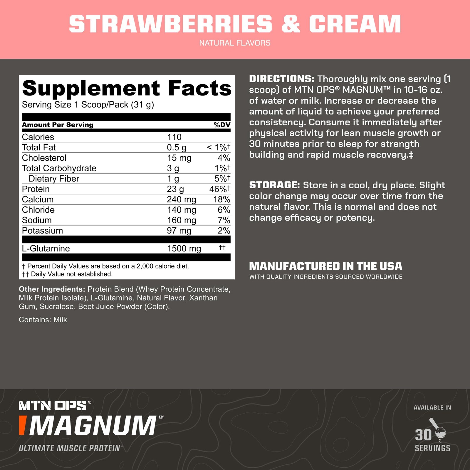 MTN OPS Magnum Strawberries Cream Protein Powder, 23g of Whey Isolate Protei…