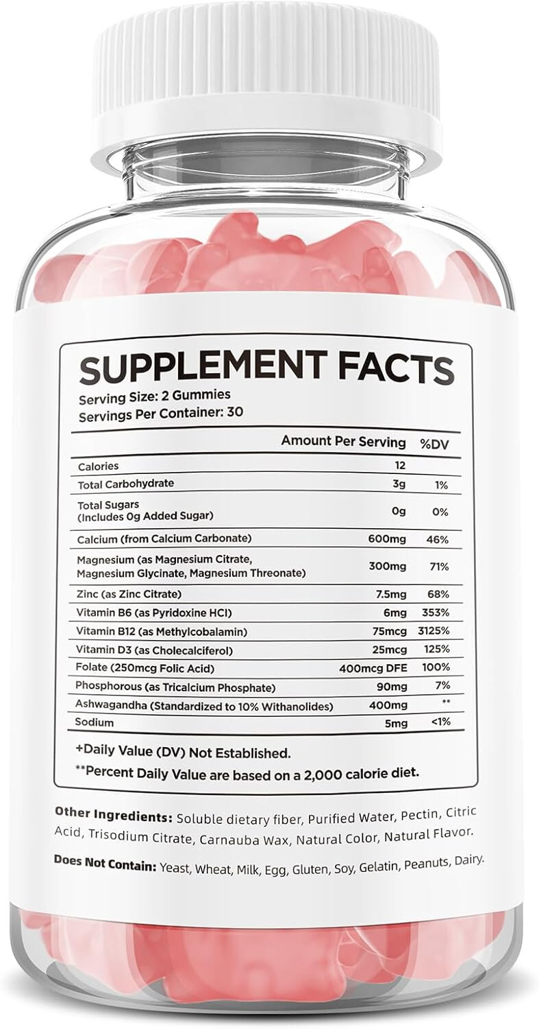 NutriVigor Calcium & Magnesium Gummies with Vitamin D3 and Zinc ~ Sugar-Free