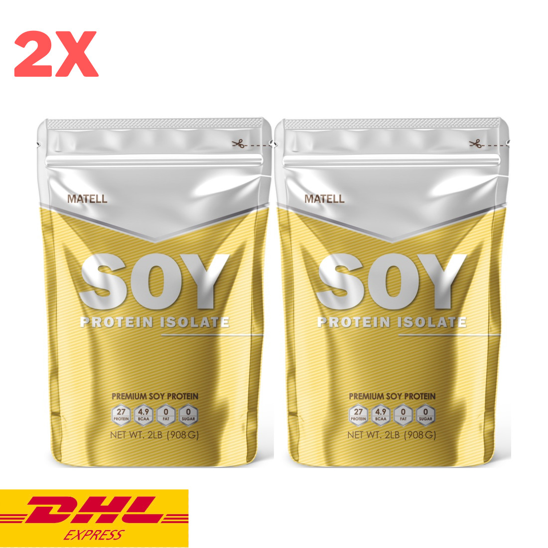 2x Matell Soy Protein Isolate Plant Based Powder Drink Premium Unflavored 908 g