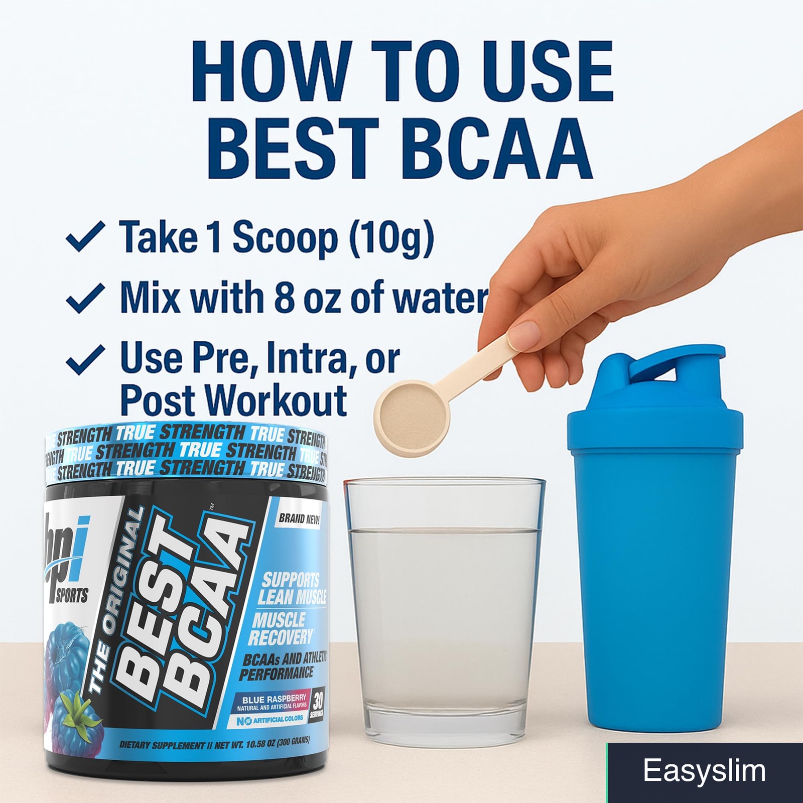 Branched Chain Amino Acid BCAA Powder Blue Raspberry 30 Servings
