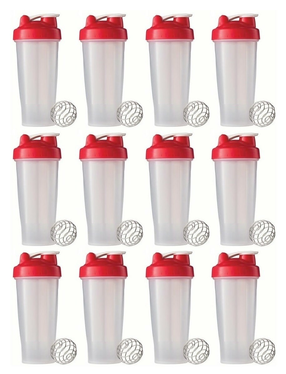 Shaker Bottle 24oz (Americas Blender) Mixer, Red “Pack Of 12” 