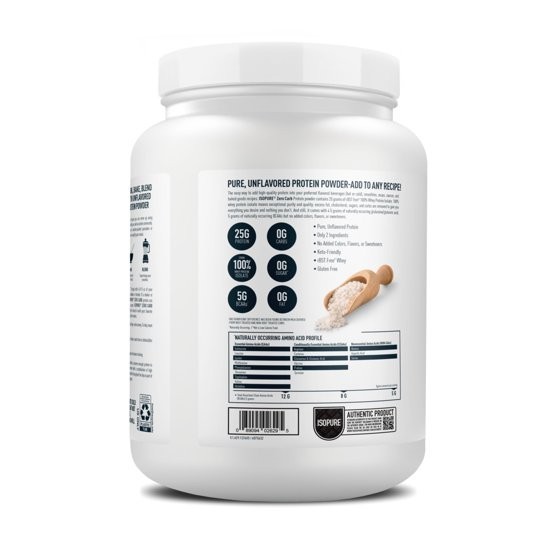 Isopure Zero Carb 100% Whey Protein Isolate Unflavored 16 Servings