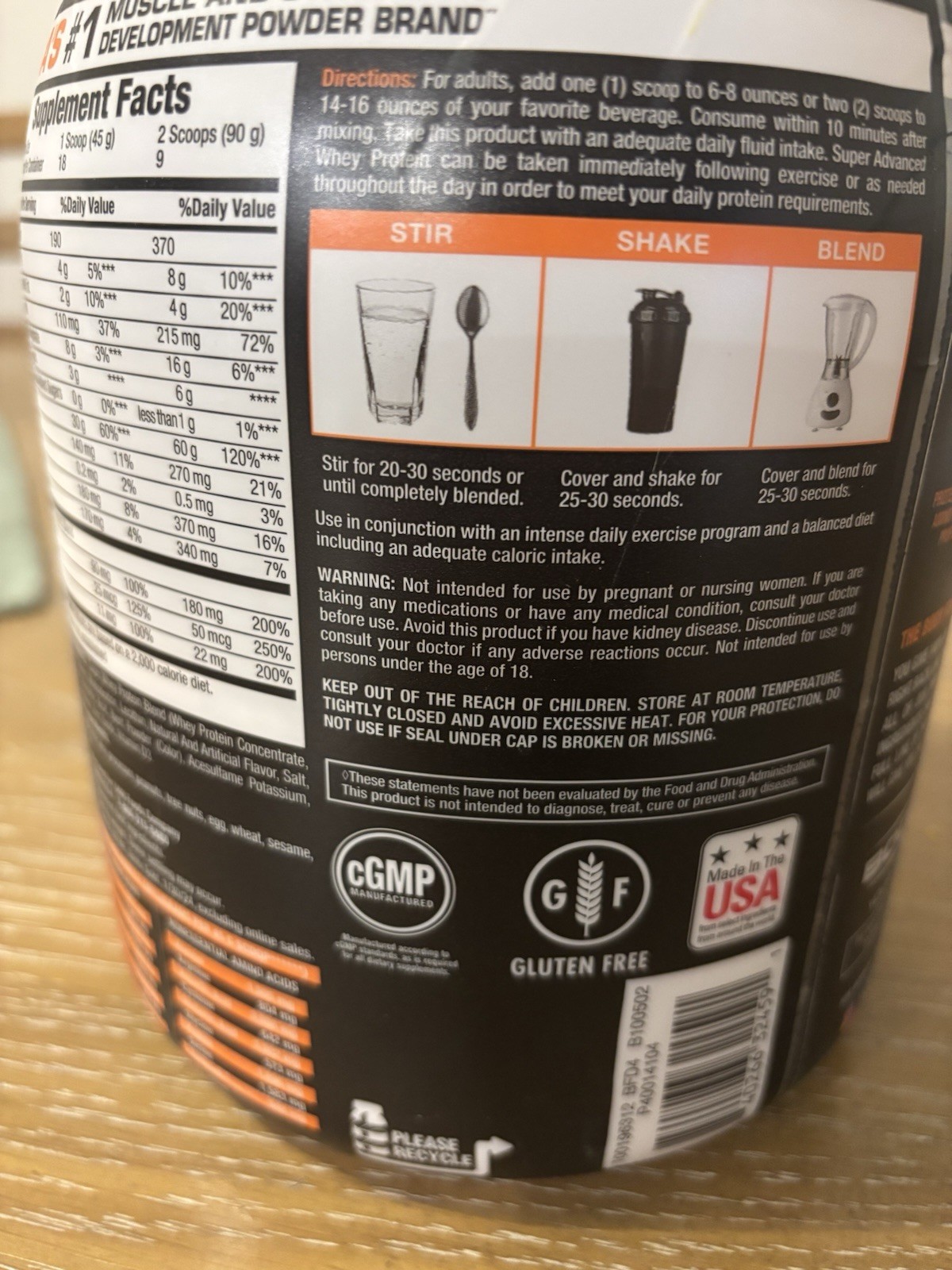 Body Fortress Super Advanced Whey Protein Powder Strawberry 1.78 lb Gluten-Free