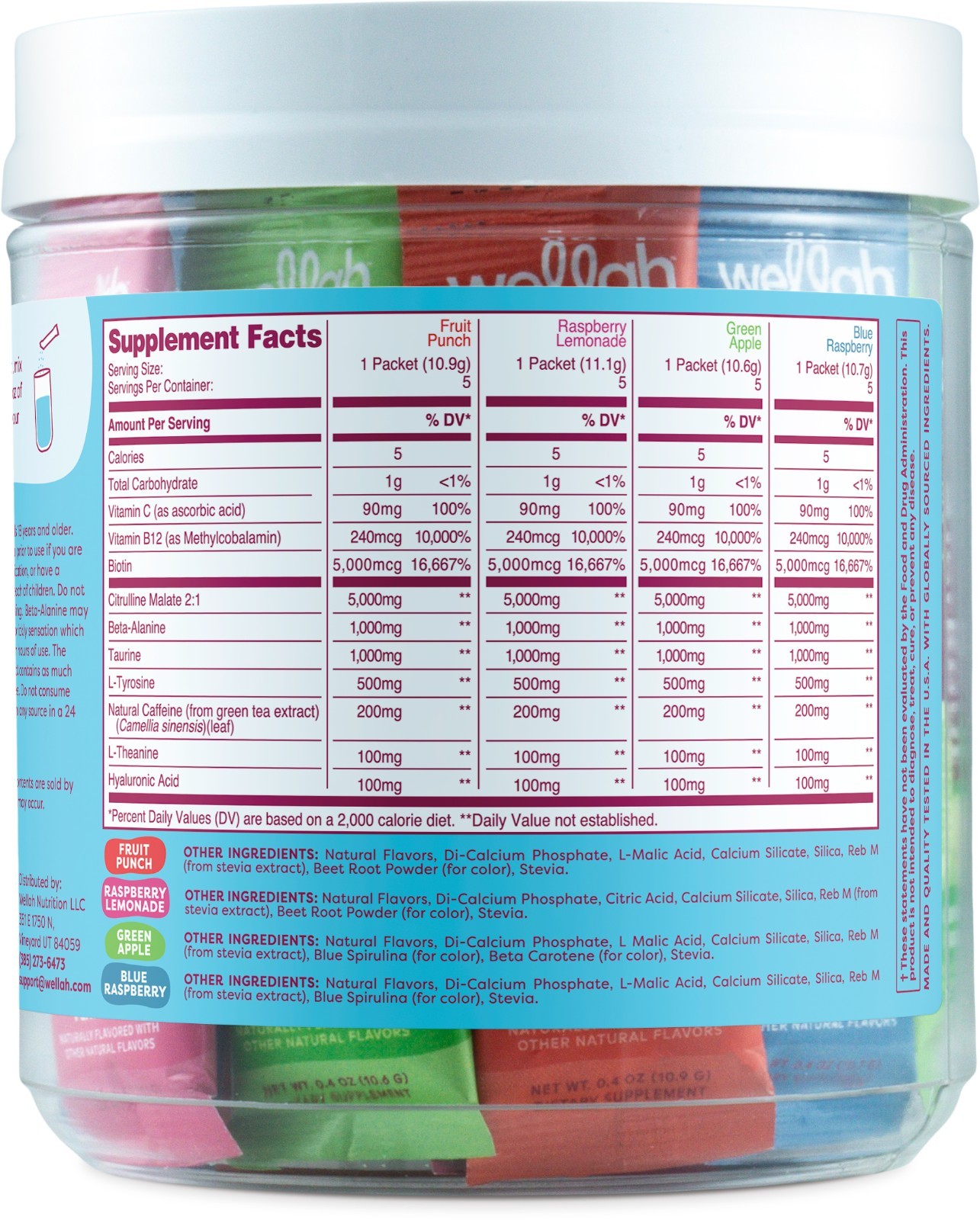 Wellah Get-Going Pre-Workout Variety Pack (20 Stick Packs) – 200mg of Caffeine
