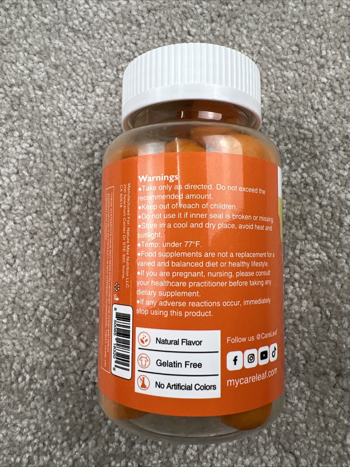 Careleaf Turmeric Gummies with Black Pepper & Moringa Lemon Flavor 60ct FreeShip