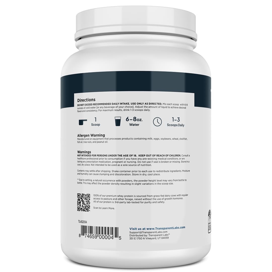 Transparent Labs GrassFed Whey Protein Isolate Naturally Flavored, Gluten Fr…