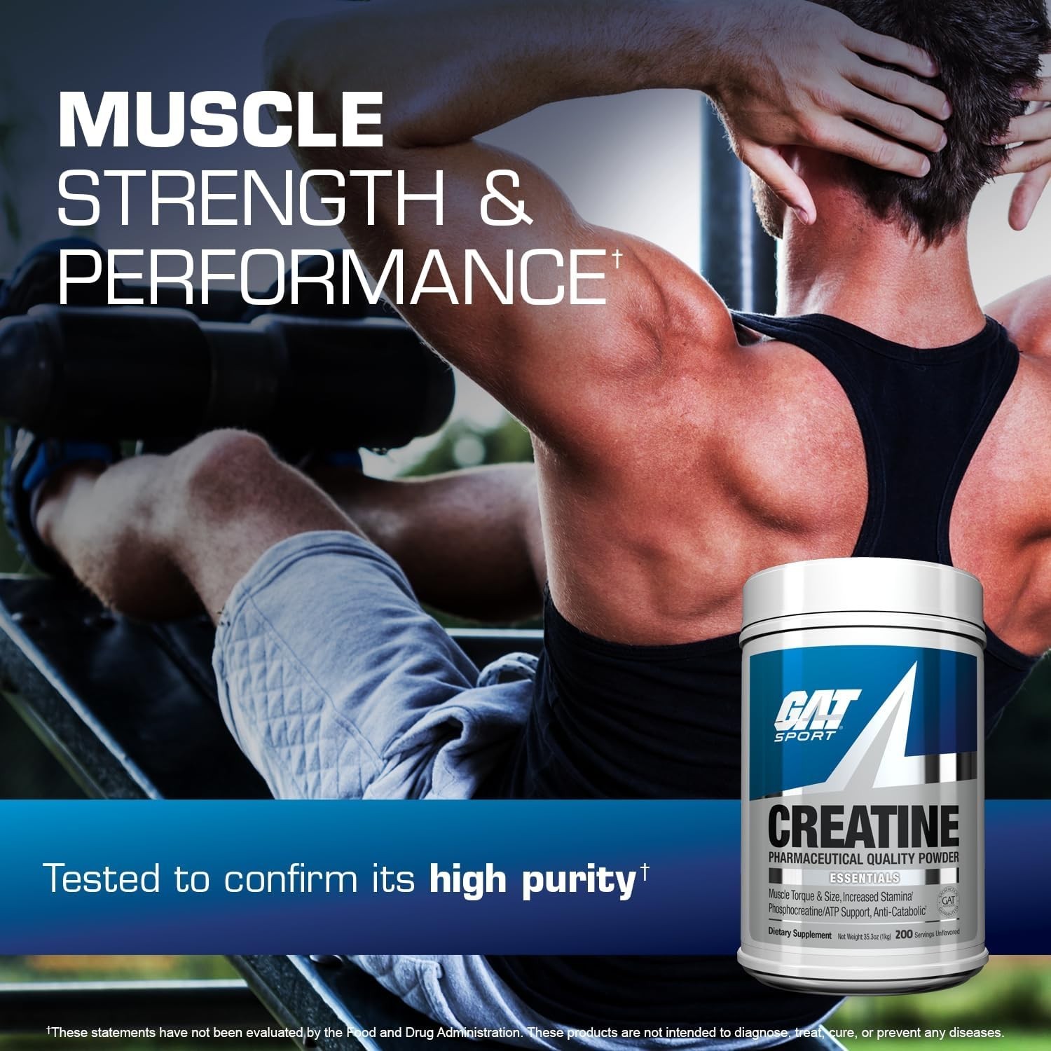 GAT Sport Creatine Monohydrate Powder 5g 35.3 oz (1 kg) Unisex 200 SERVINGS