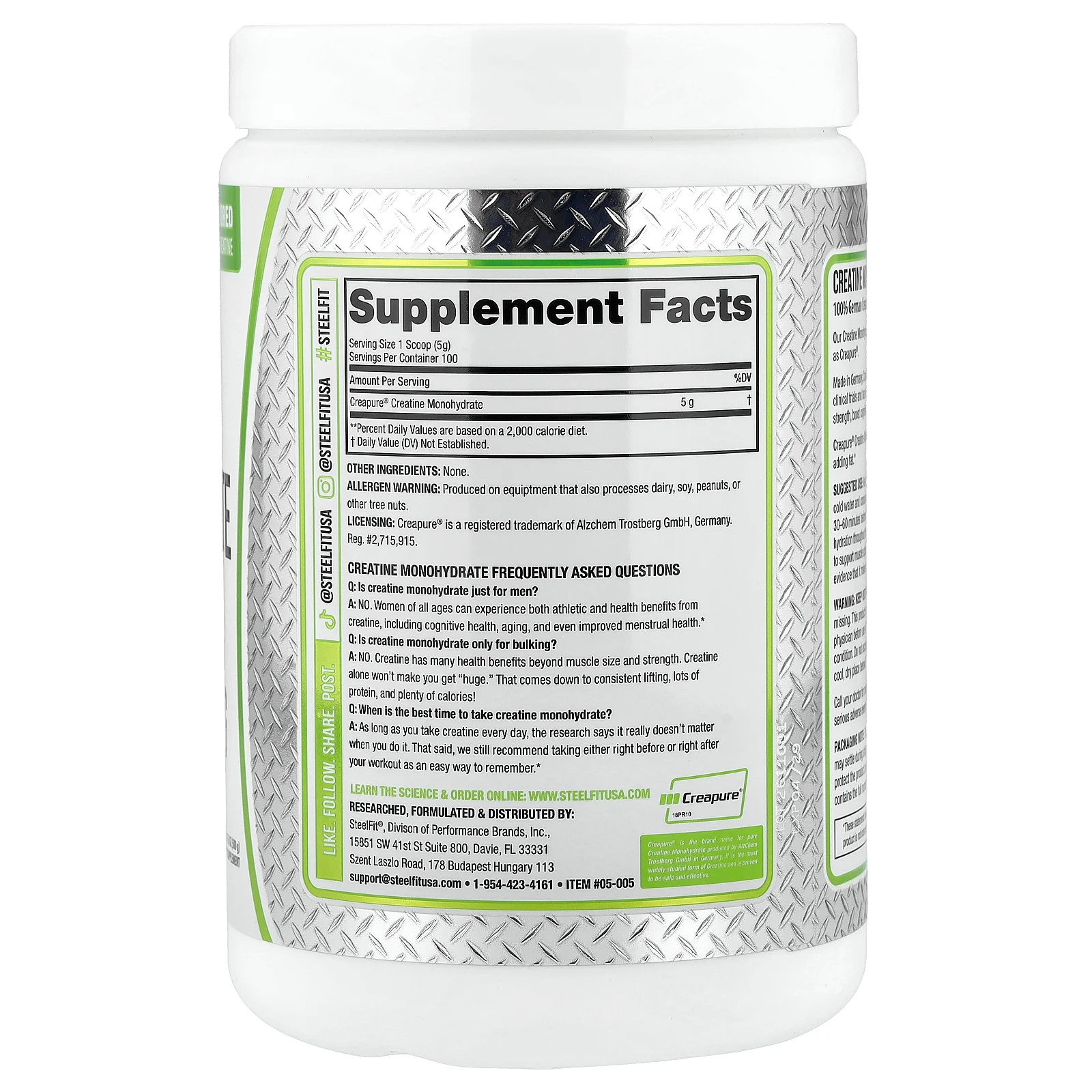 Creatine Monohydrate, Unflavored, 17.6 oz (500 g)