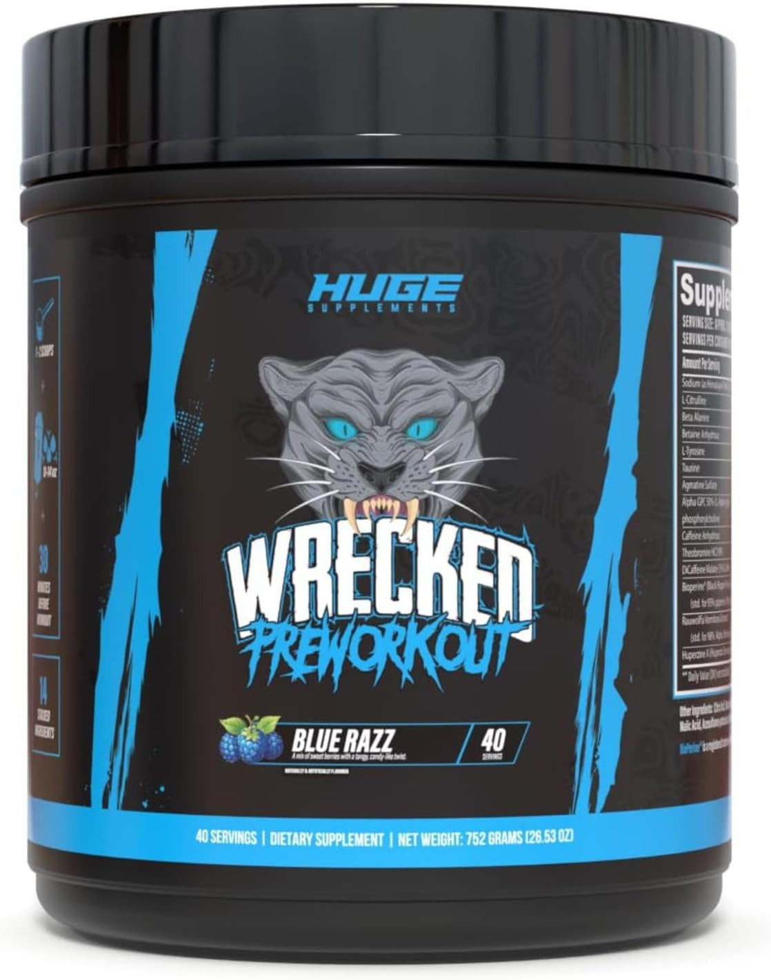 Wrecked Pre Workout Powder, Advanced Formula, Boosts Energy, Focus, Pumps & Perf