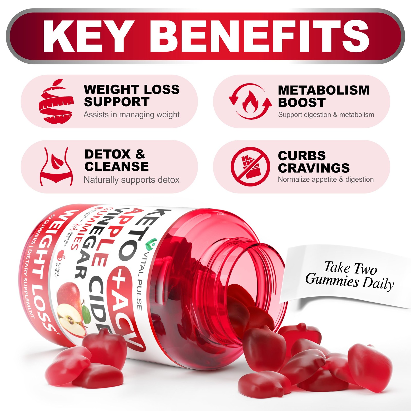 Keto ACV Gummies Advanced Weight Loss – Sugar Free 60 Gummies, Green Apple