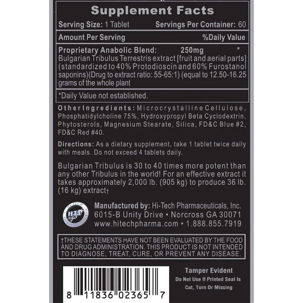 Hi-Tech Pharmaceuticals Tribesterone Natural Testosterone Booster 60 Tablets New