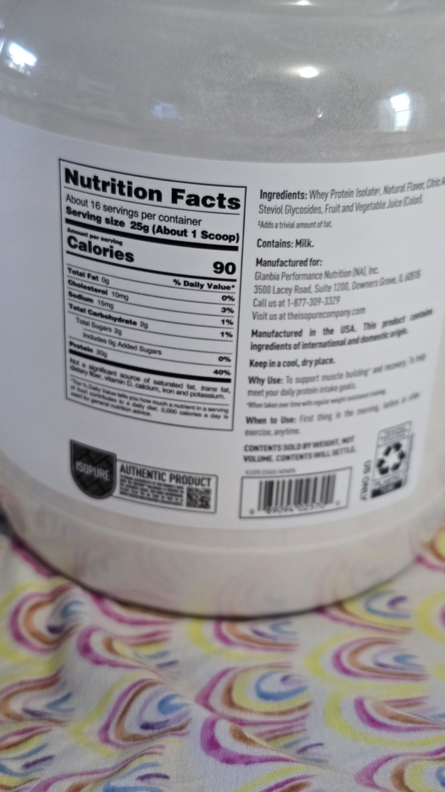 Isopure Clear Whey Isolate Protein 20g, Watermelon Lime, 16 Servings, 14.1oz