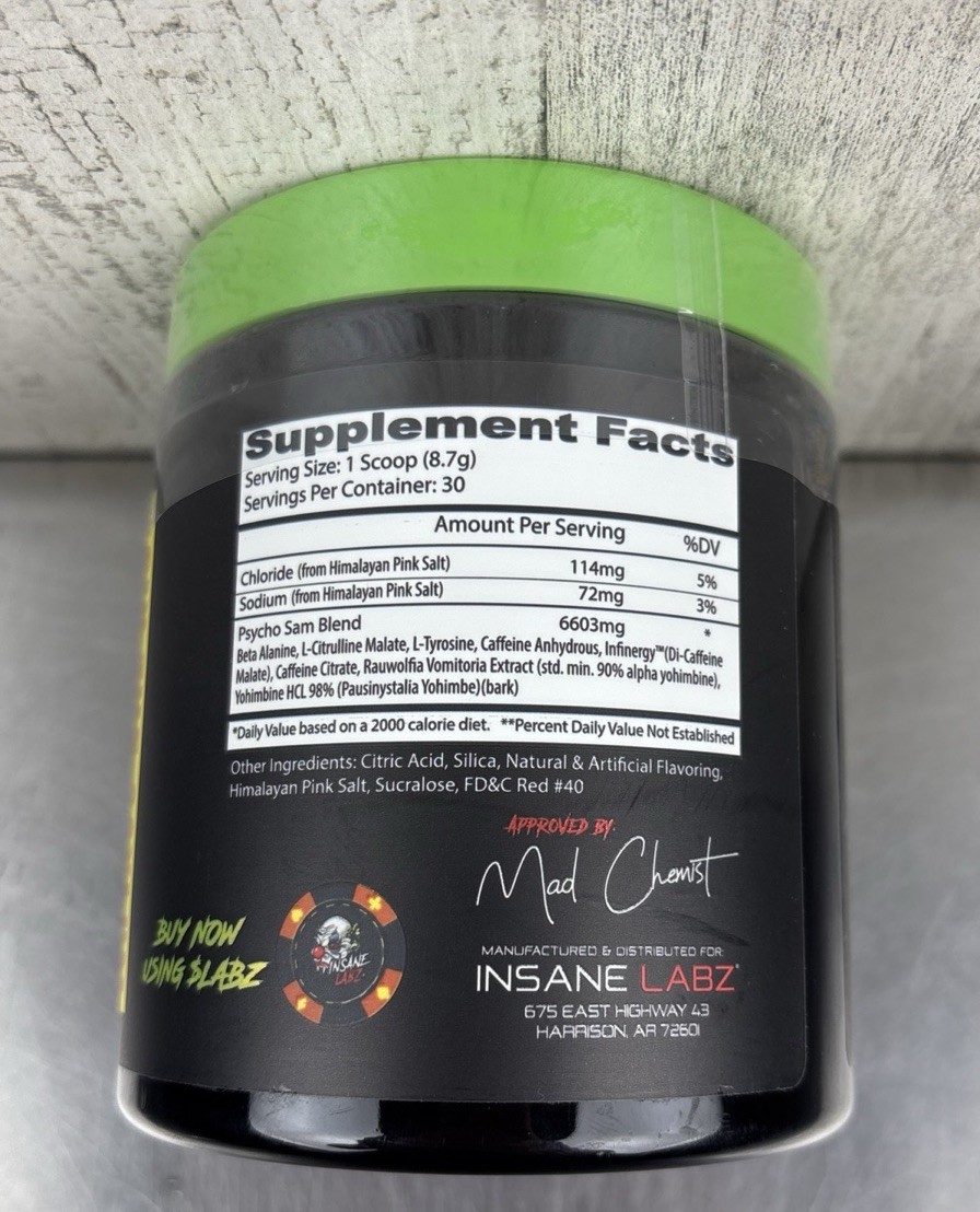 Insane Labz Psycho Sam Pre Workout – Fruit punch 30 Servings