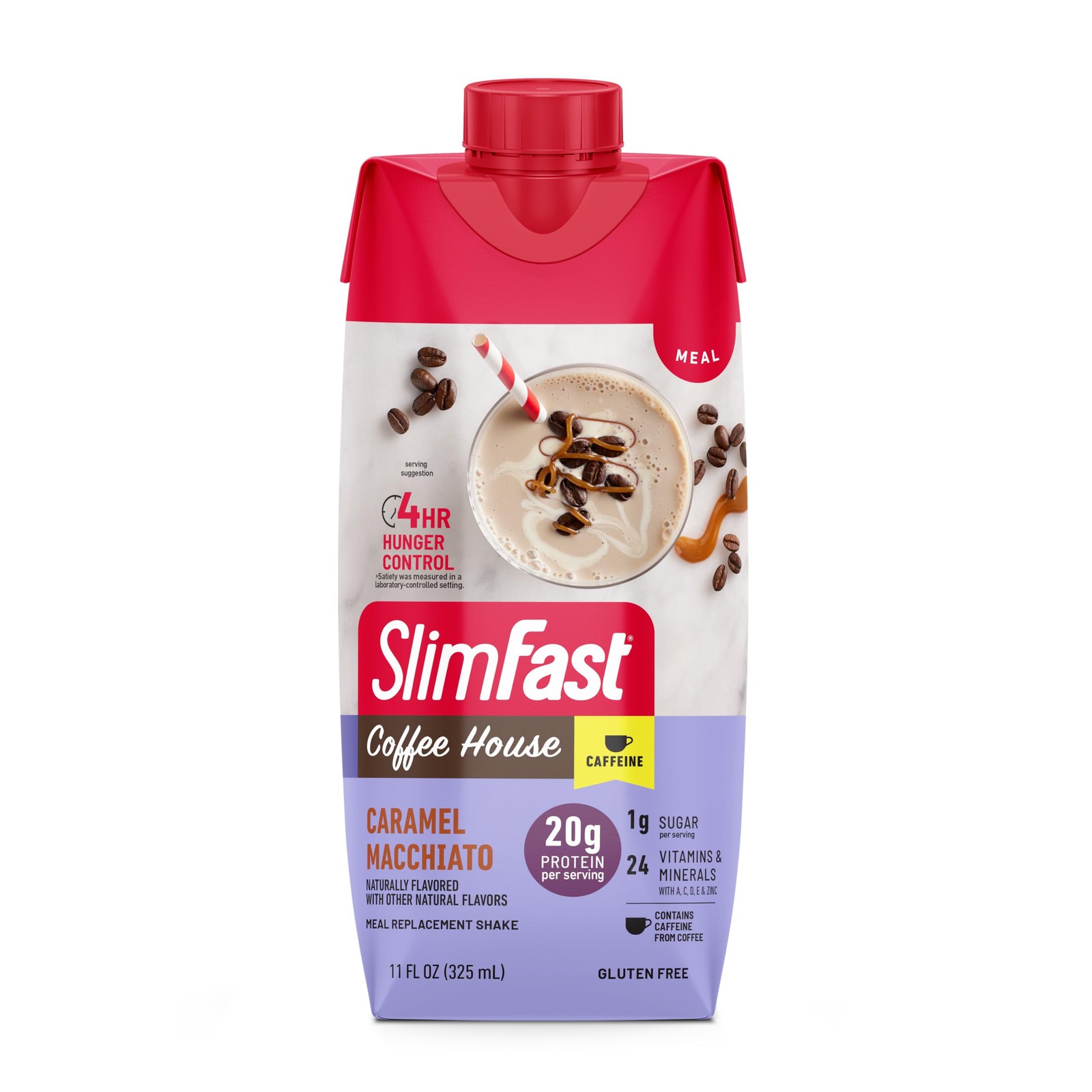 Slimfast Protein Shake Caffeine Caramel Macchiato- 20G Protein Meal Replacement