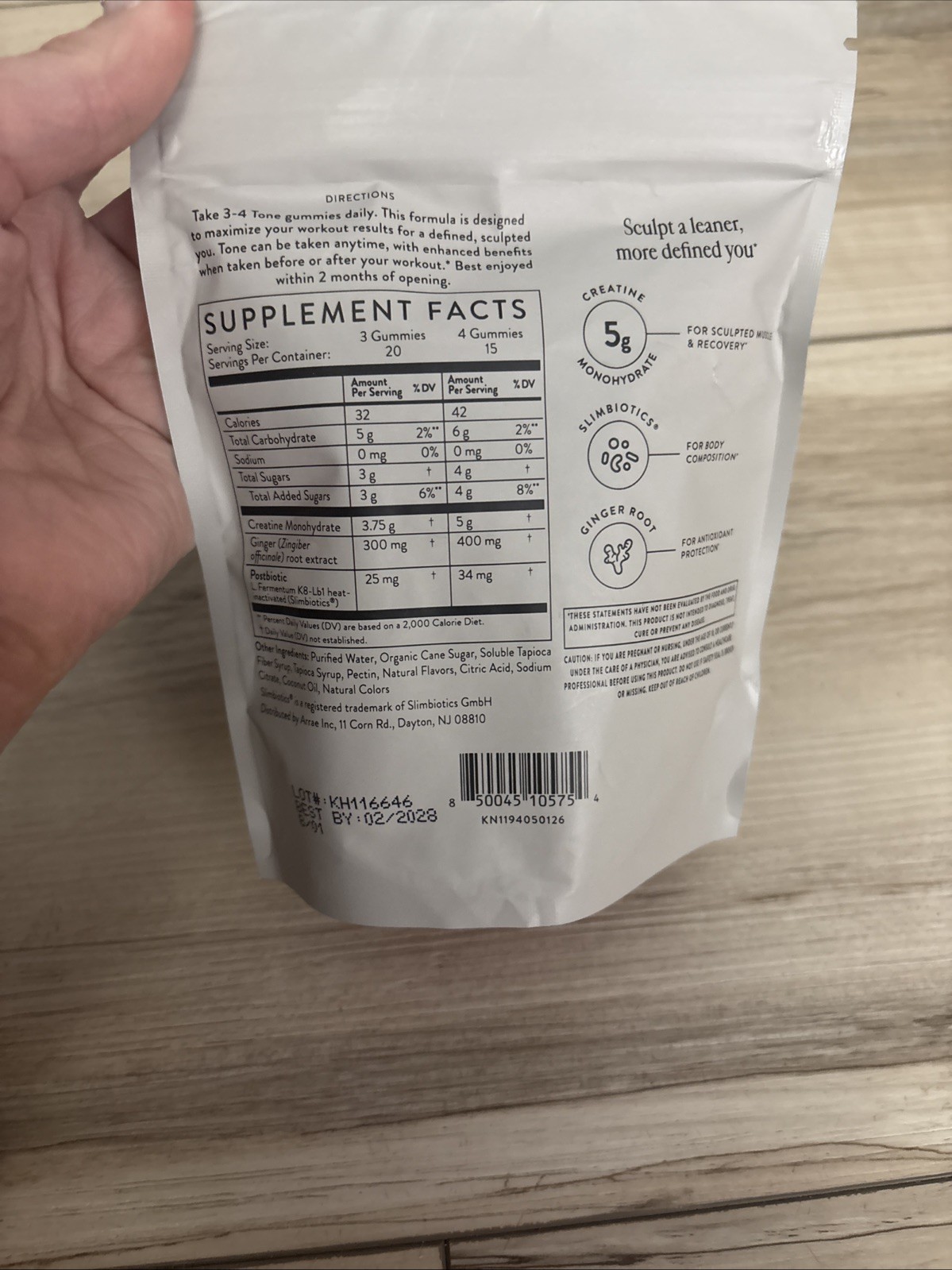 Arrae Tone Creatine Gummies Sour Watermelon 60 Gummies Exp Date 02/2028