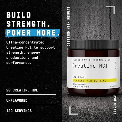 BEYOND RAW Creatine HCl Powder for Muscle Strength and Athletic Performance